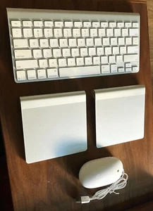 Apple Peripheral Bundle: A1314 Keyboard + 2x A1339 Magic Trackpad + A1152 Mouse - Picture 1 of 11