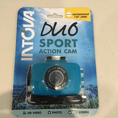 New Sealed Intova Duo Sport Action Cam Waterproof HD Video Vacation Camera Aqua - Image 1 of 4