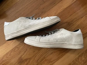 P448 leather suede low top sneakers WHITE SIZE 42 - Picture 1 of 11