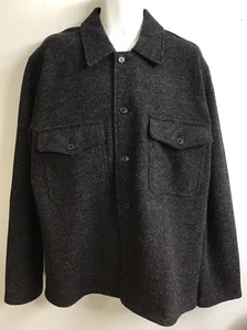 Buck Mason Button Down Shirt Charcoal Fleece Merino Wool Pocket Front Size XL - Picture 1 of 6