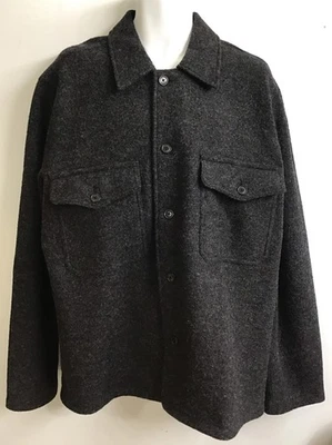 Buck Mason Button Down Shirt Charcoal Fleece Merino Wool Pocket Front Size XL - Image 1 of 4