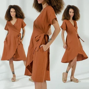 Wrap Linen Dress with Pockets | Maternity linen dress | Oversized linen dress | - Picture 1 of 11
