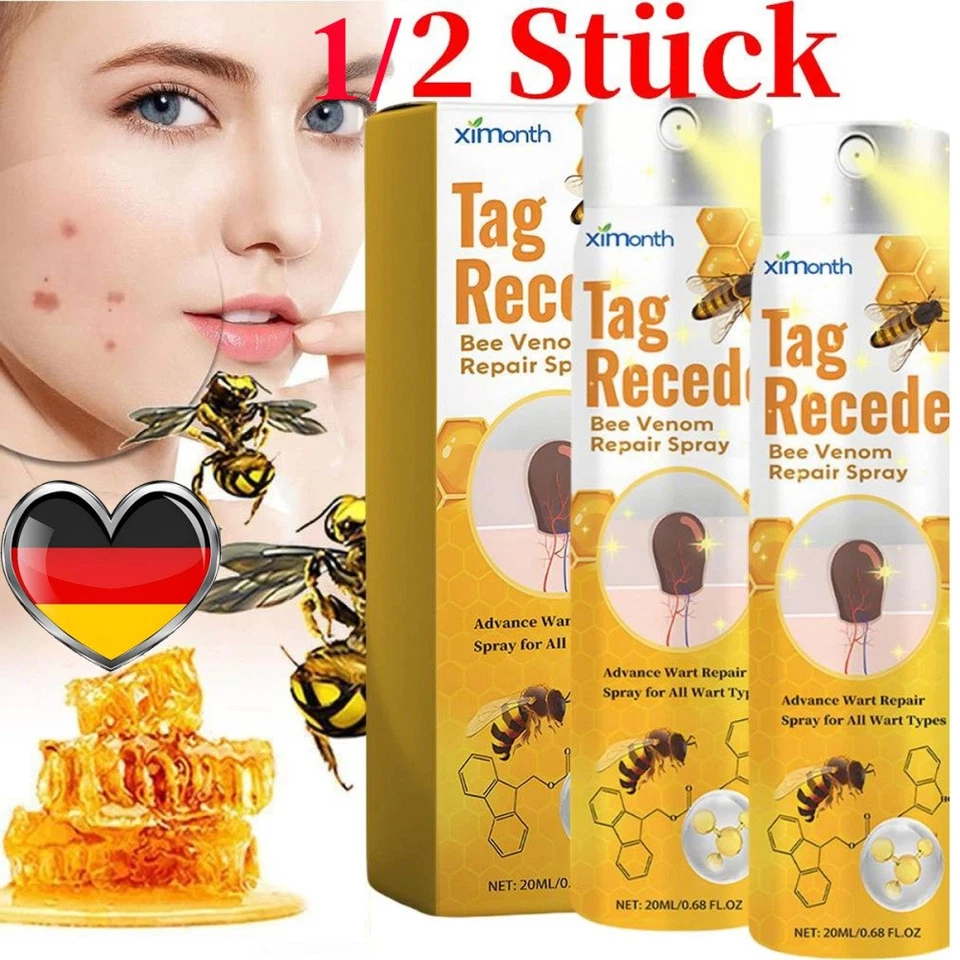 MARKENLOS 1/2x Tag Recede Bienengift Spray, natürlicher Extrakt, für alle Hauttypen