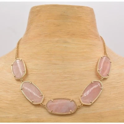 Collar Kendra Scott Valencia Cuarzo Rosa Tono Oro Grueso Firmado BinN Foto 1 de 4