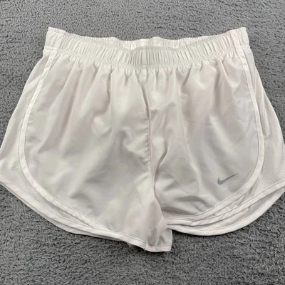 Pantalones Cortos Nike Para Mujer Medianos Blancos Tempo Forrados Ligeros Dri Fit Logo Foto 1 de 4