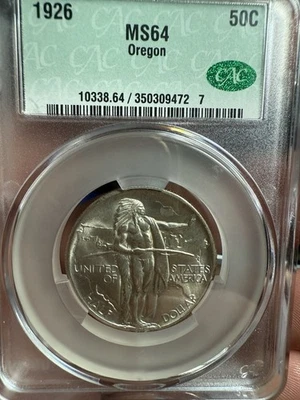 1926-p Oregon Trail Ms64 CAC Cacg Blast White Excellent Example - Image 1 of 4