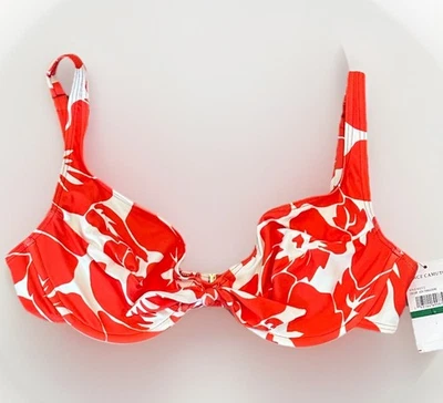 Top de bikini Vince Camuto para mujer estampado floral corbata frontal, mandarina, talla grande nuevo Foto 1 de 4