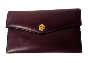 Vintage Bosca USA Full Grain Genuine Leather Burgundy Large Wallet Checkbook - Picture 1 of 18