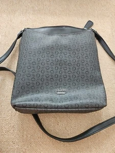 Guess Bag With Guess Logo In Dark Grey Black With Silver Guess Logo In The Front - Picture 1 of 2