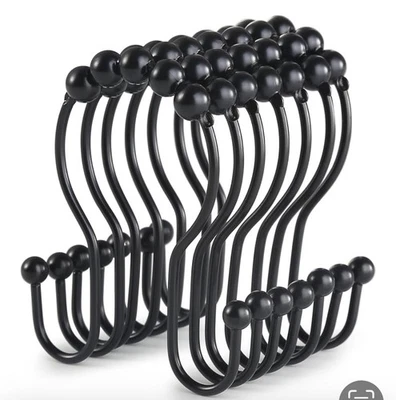 Goowin Shower Curtain Hooks 12 Pcs Rings Stainless Steel Black Rust Proof - Image 1 of 3