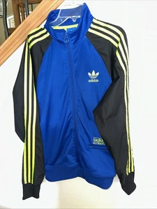Adidas Ultra Star Trefoil Full Zip Blue Black Jacket Men’s Medium 3 Stripe - Picture 1 of 9