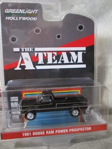 Greenlight A-Team 1981 Dodge Prospector 4x4 Pickup schwarz 1:64 mit Gummireifen - Bild 1 von 4