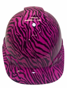Hydro Dipped Custom Hard Hat Ridgeline Cap Style Pink Zebra - Picture 1 of 4
