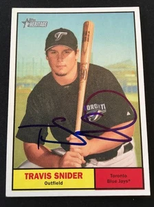Travis Snider Blue Jays 2010 Signed Autographed Topps Heritage Card #333 ~ COA - Picture 1 of 7