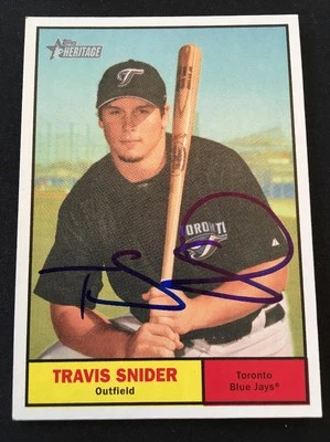 Travis Snider Blue Jays 2010 Signed Autographed Topps Heritage Card #333 ~ COA - Image 1 of 4