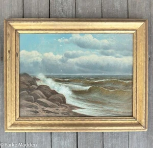 Antigua pintura de paisaje marino al óleo sobre lienzo de C.G. Davidson - Imagen 1 de 4