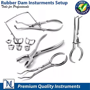 Dental Rubber Dam Complete Kit Clamps Forceps Ivory Ainsworth Brewer Setup - Picture 1 of 32