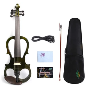 5String Advanced Electric Silent Violin 4/4 Free Case Nice Tone Dark Green #EV5 - Picture 1 of 9