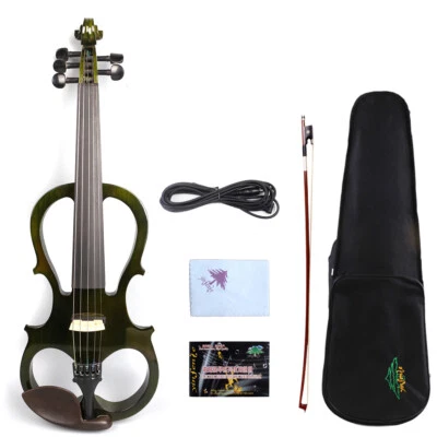 5String Advanced Electric Silent Violin 4/4 Free Case Nice Tone Dark Green #EV5 - Image 1 of 4