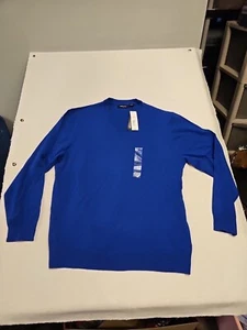 Claiborne Sweater Mens XL Pullover Knit Cotton/Cashmere V-Neck Long Sleeve New - Picture 1 of 6