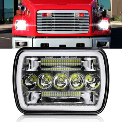 Fit Freightliner FL50 60 70 80 MT35 45 55 7x6" LED Headlight  Hi/Lo Beam Halo - Image 1 of 4