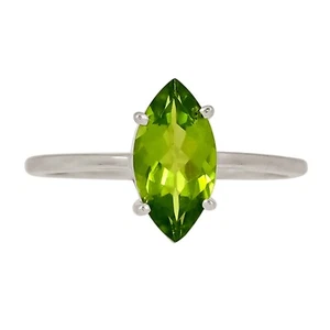 Natural Peridot 925 Sterling Silver Ring Jewelry s.9 ALLR-30775 - Picture 1 of 1