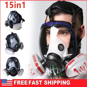 15 IN 1 Gas Mask Full Face Respirator Paint Spray Chemical Facepiece Safety 6800 - Picture 1 of 16