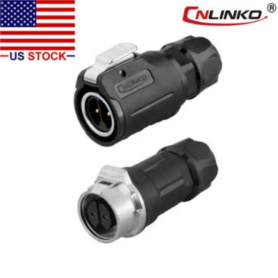 2 Pin M16 Size Power Circular Connector, Cable to Cable, Waterproof IP67 - Image 1 of 4