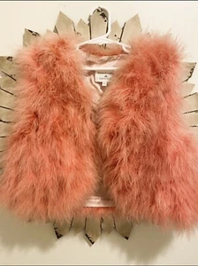 Charabia Pink Feather Vest Size 12 A Boutique - Picture 1 of 4