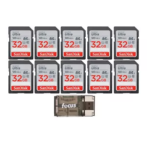 SanDisk 32GB 120MB s Ultra UHS I SDXC Memory Card 10 Pack Bundle - Picture 1 of 3