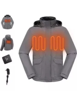 Addheat beheizbare schwarze Softshelljacke Mantel mit Kapuze 3XL - Bild 1 von 24