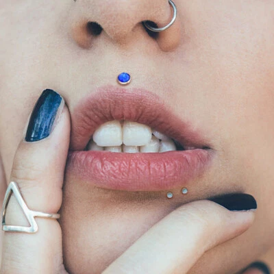 Piercing Labret Monroe Stahl Chirurgisch Silber Und Opal - Versch Größen - Bild 1 von 4