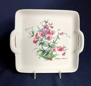 Villeroy & Boch "Botanica - Lathyrus" 9" Square Handled Cake Plate Germany - Picture 1 of 4
