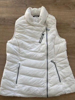 Calvin Klein Performance Insulated Puffer Chevron Knit White Ivory Vest SZ M - Image 1 of 4
