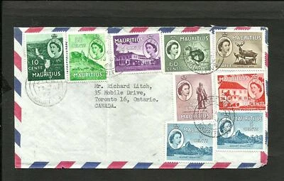 MAURICIO BRITÁNICO 1964 CUBIERTA AÉREA A CANADÁ (TORONTO) BEAU BASSIN CANCELAR Foto 1 de 2