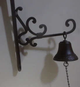 Dinner Bell Rustic Vintage Large Cast Iron Wall Mounted Metal Bell - Picture 1 of 14