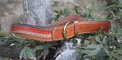 ✅Fossil Genuine Leather Belt Red Orange Black Brown Brass Tone Buckle Women sz S - Image 1 of 4