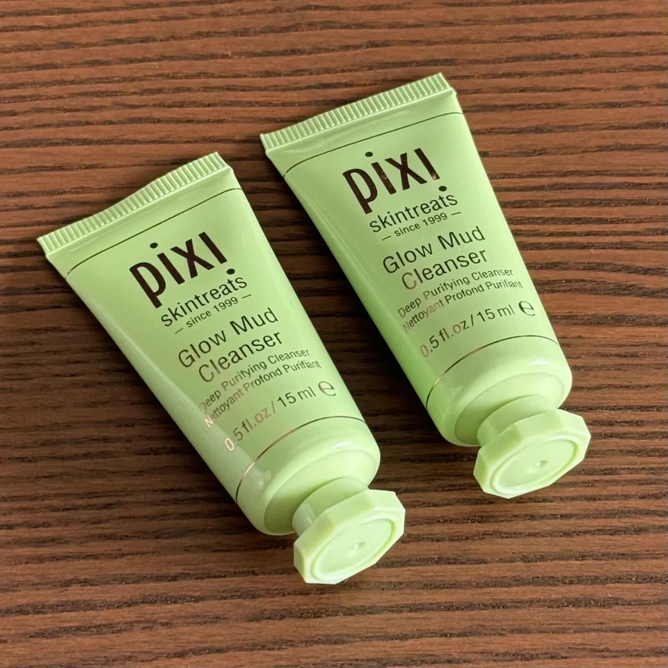 x2 Pixi Beauty Skintreats Glow Mud Cleanser Mini Sample 0.5 Fl Oz/15 mL