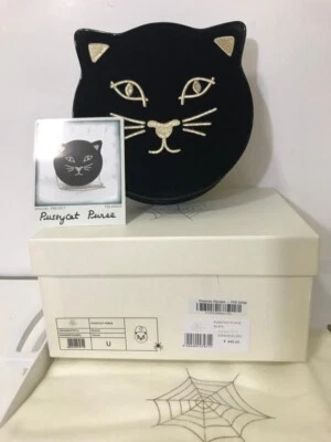 Charlotte Olympia Black Velvet Pussycat Kitty Purse Clutch Crossbody NEW RARE! - Image 1 of 4