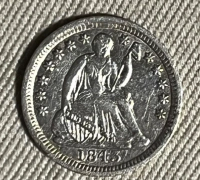 1843 Seated Liberty half dime  , XF / AU - Image 1 of 4