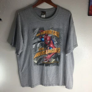Rare Vintage Spiderman 2 T Shirt Mens XL Marvel Gray Bubble Letters - Picture 1 of 9