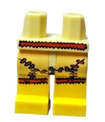 LEGO Tan Minifigure Yellow Lower Leg Feet Brown Trim Animal Tan Skirt D473 - Image 1 of 4