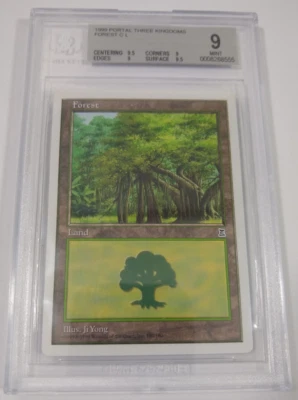 BGS 9 QUAD++ Forest 180 MTG Graded MINT Common Portal Three Kingdoms P3K NM - Image 1 of 4