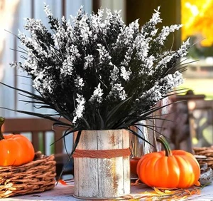 6 Bundles Black Artificial Flowers Fake Monkey Grass UV Resistant Halloween - Picture 1 of 7