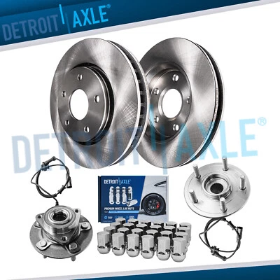 Front Disc Rotors Wheel Bearing Hubs 24pc Lug Nuts for 2012-2018 Ram 1500 5-Lug — 第 1/4 张图片