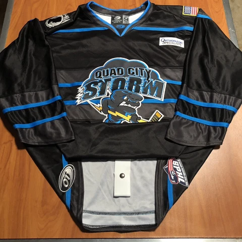 Team Issued OT Authentic Quad City Storm SPHL Hockey Jersey Black 54 Cover