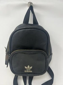 ADIDAS ORIGINALS MINI VEGAN BLACK FAUX LEATHER MINI BACKPACK - Picture 1 of 16