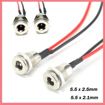 Female DC Power Supply Connector Socket Panel Mount Jack Plug 5.5 x 2.1mm/2.5mm - Image 1 of 4
