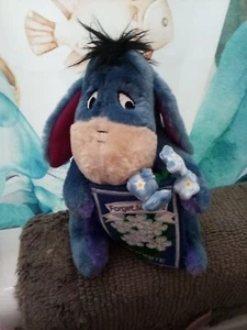 Disney Store Eeyore Plush Stuffed Animal Forget Me Not Flower Mom's Day 8" Tall - Picture 1 of 5