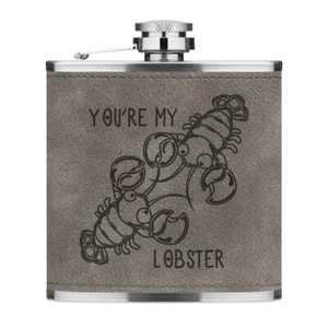 You'Re My Karabiner- Zitat 170ml Pu-Leder Flachmann Grau Weiß Tag Liebe Lustig - Bild 1 von 1